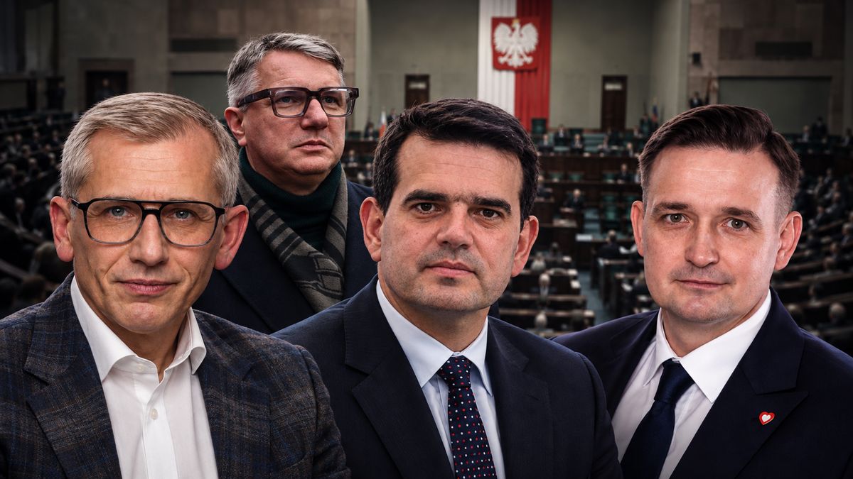 Na pierwszym planie senator Krzysztof Kwiatkowski i posłowie Jacek Tomczak oraz Michał Jaros