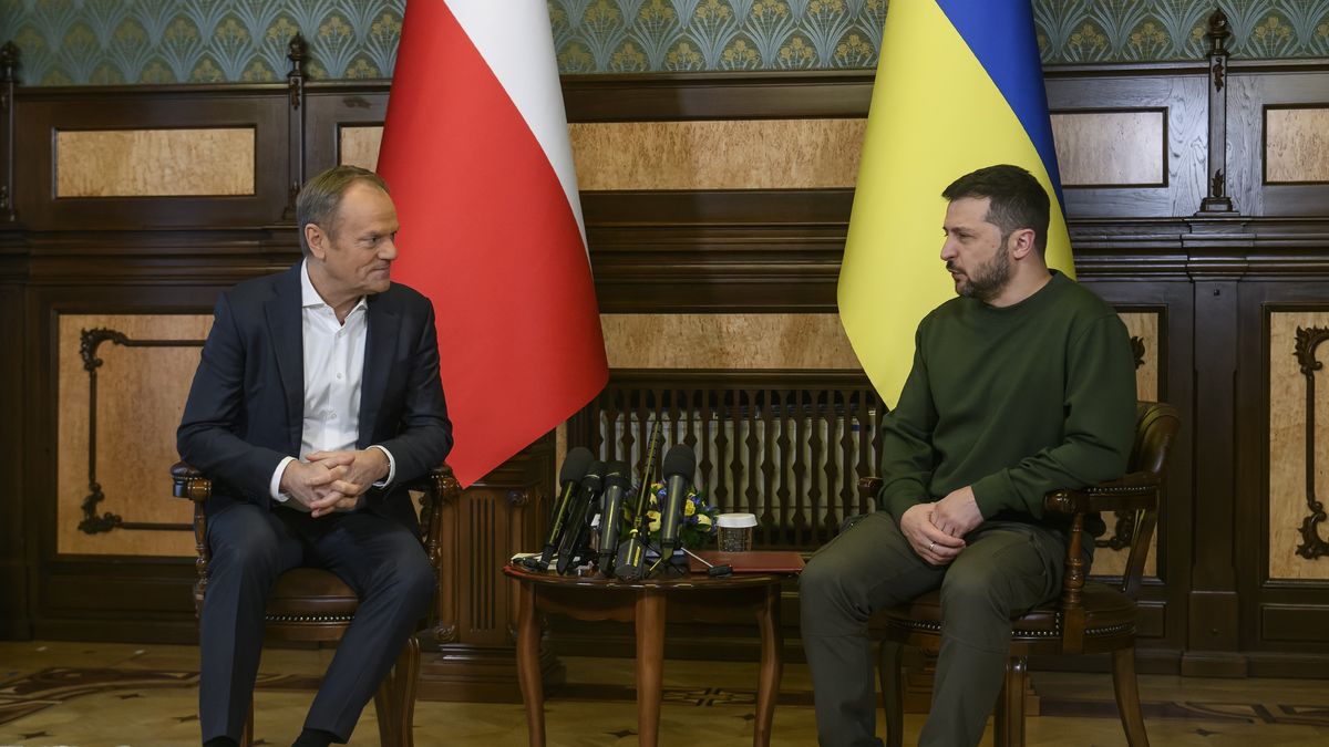 Premier Polski Donald Tusk oraz prezydent Ukrainy Wołodymyr Zełenski