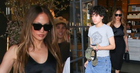 Wystrojona Jennifer Lopez maszeruje na lunch z niebinarnym dzieckiem. Emme ma już 18 lat! (FOTO)