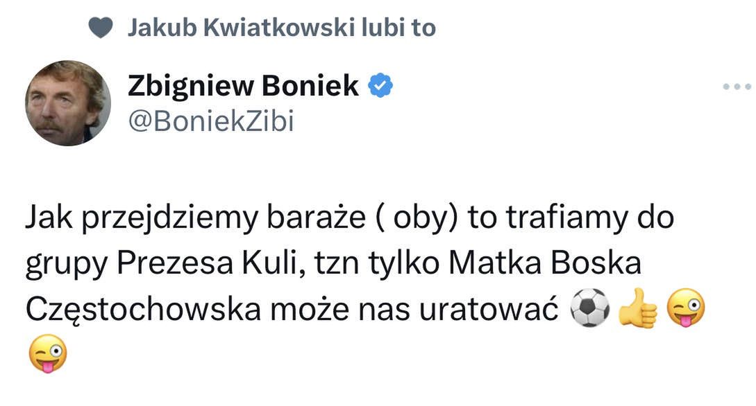 Rzecznik PZPN Jakub Kwiatkowski reaguje na wpis Bońka