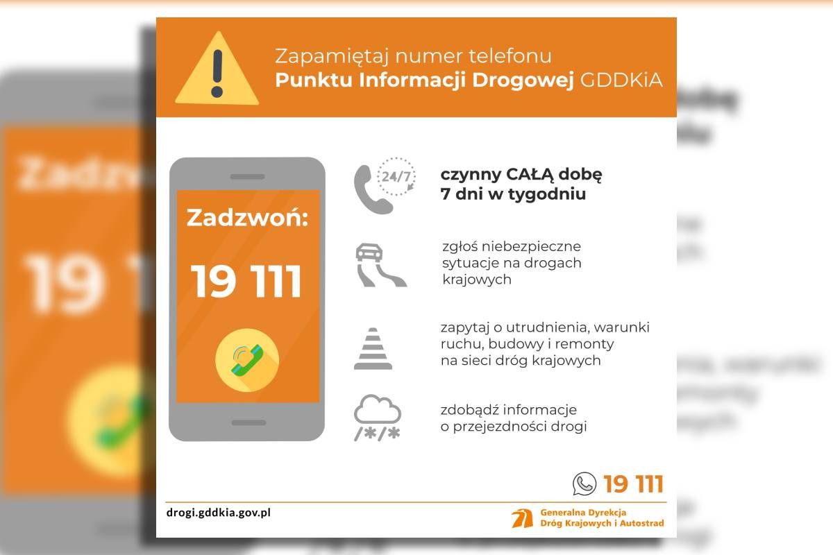 Numer telefonu punktu informacji drogowej 19 111