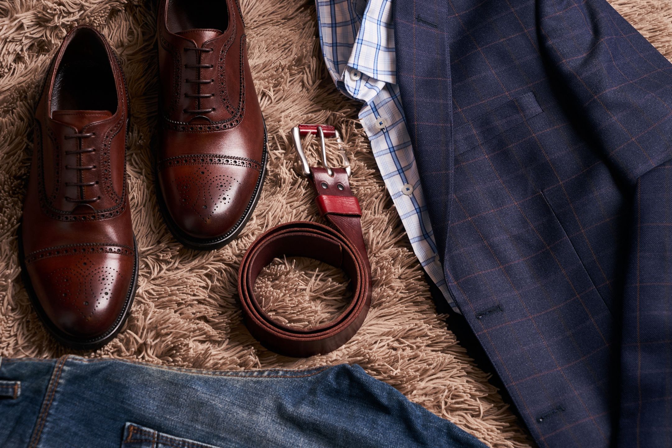 garnitur smart casual buty pasek galanteria