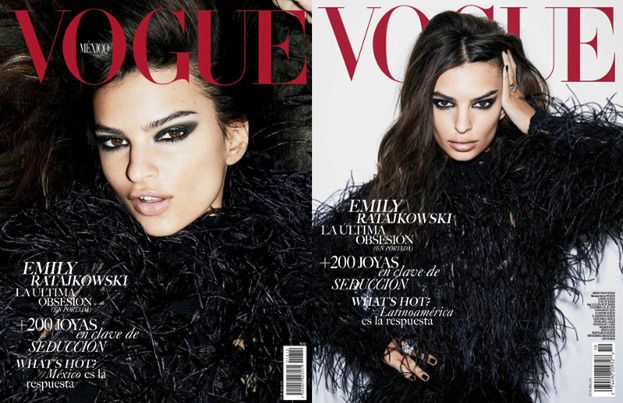 Groźna Emily Ratajkowski rozchyla wargi na okładce "Vogue'a"