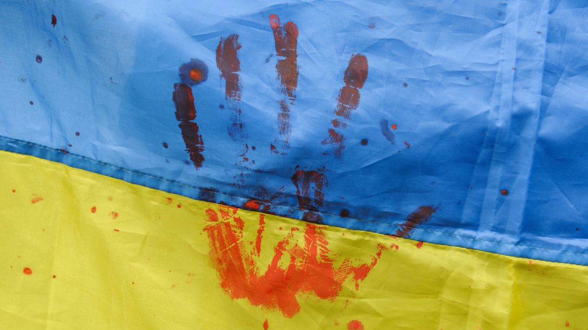 LVIV, UKRAINE - 2022/09/17: Ukrainian national flag during the demonstration. Ukrainians held a rally to support women prisoners of war. Russia holds about 130 Ukrainian women as POWs according to the protestor's information including some pregnant women. Russian troops on 24 February entered Ukrainian territory, starting a conflict that has provoked destruction and a humanitarian crisis. (Photo by Mykola Tys/SOPA Images/LightRocket via Getty Images)