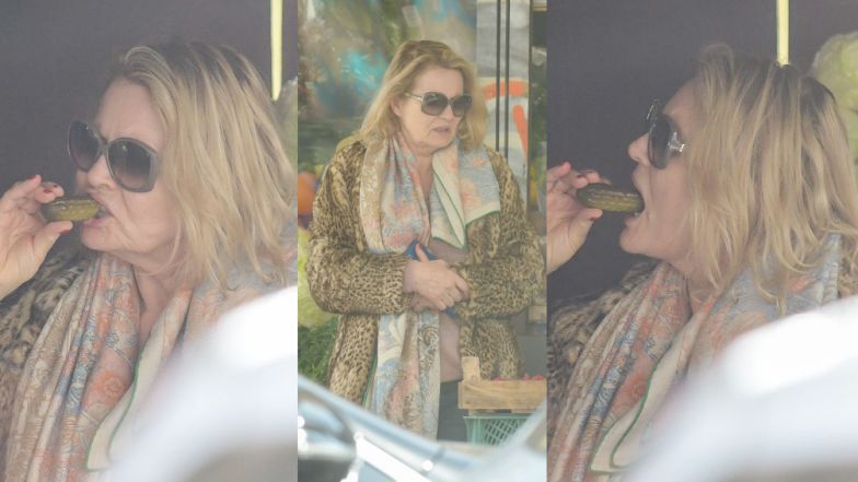 Grażyna Szapołowska delektuje się kiszonym ogórkiem