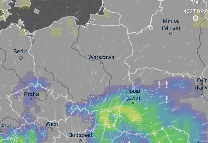 Prognoza opadów w Wigilię