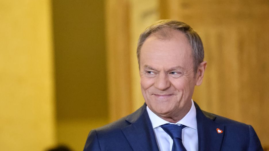 Prime Minister of Poland, Donald Tusk welcomes Prime Minister of Estonia, Estonia Kai Kallas for bilateral talks in the PM&quot;s Chancellery on Ujazdowska Street in Warsaw, the capital of Poland on April 11, 2024. The heads of governments discuss the issue of security of eastern flank of EU. (Photo by Dominika Zarzycka/NurPhoto via Getty Images)