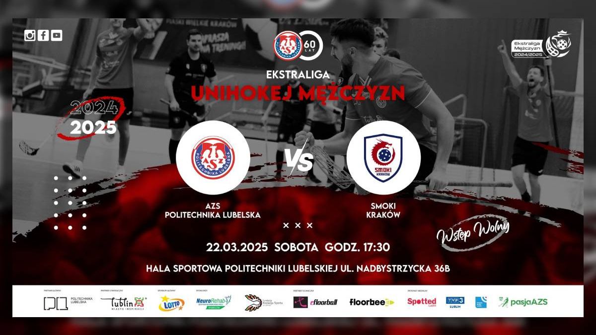 grafika zapowiedź meczu AZS Politechnika Lubelska vs Smoki Kraków