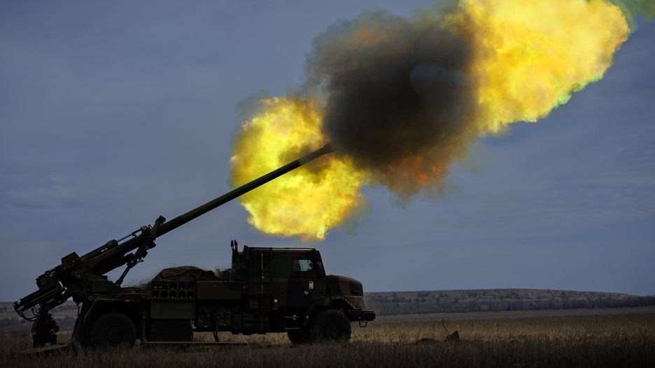 DONETSK OBLAST, UKRAINE - MARCH 1: Ukrainian military fire from the CAESAR self-propelled howitzer on March 1, 2023 in Donetsk Oblast, Ukraine. On 24 February 2022, Russia invaded Ukraine in an escalation of the Russian-Ukrainian war that started in 2014. The full-scale invasion is the largest military attack in Europe since World War II. (Photo by Oleg Palchyk/Global Images Ukraine via Getty Images)