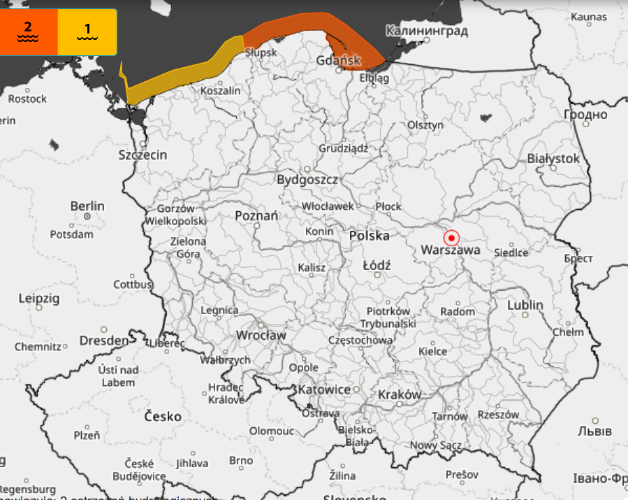 IMGW prognozuje silny wiatr na Bałtyku i przekroczenie stanów ostrzegawczych