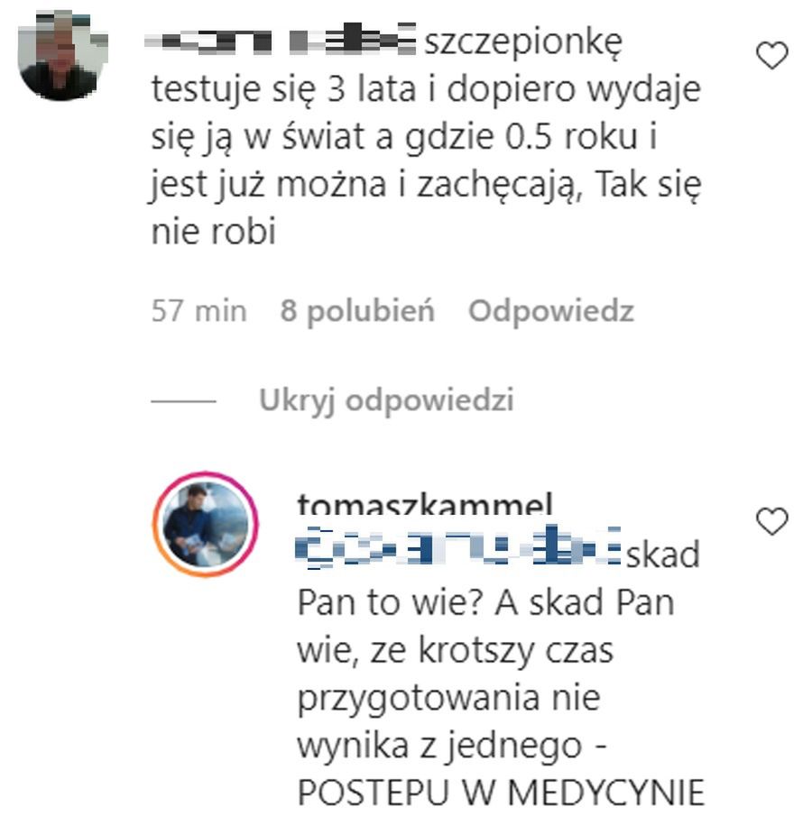 Tomasz Kammel zaszczepi się na Covid-19