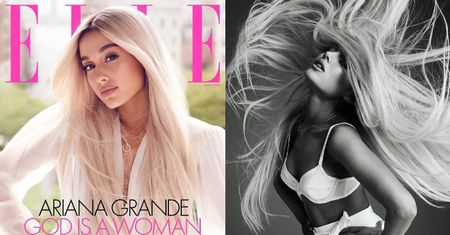 Ariana Grande wymachuje blond peruką w sesji dla "Elle"