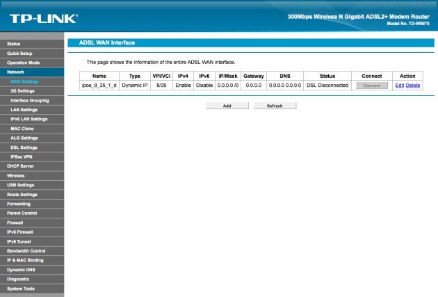 TP-Link TL-W8970N wan