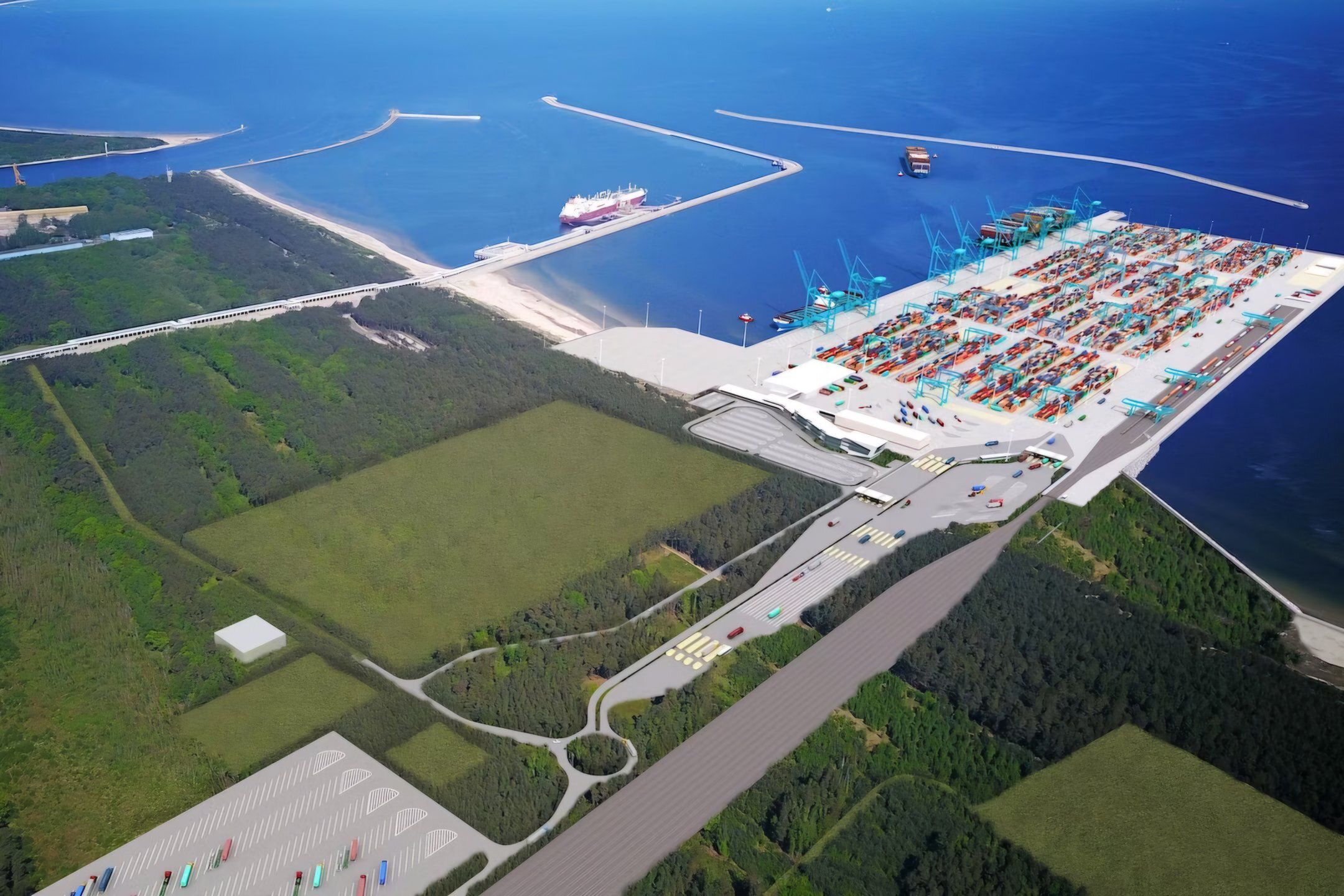 Wizualizacja rozbudowanego portu w Świnoujściu
