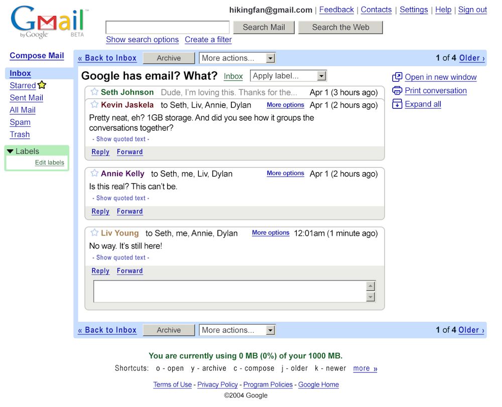Google przypomina, jak Gmail zmieniał się przez lata, źródło: blog Google.
