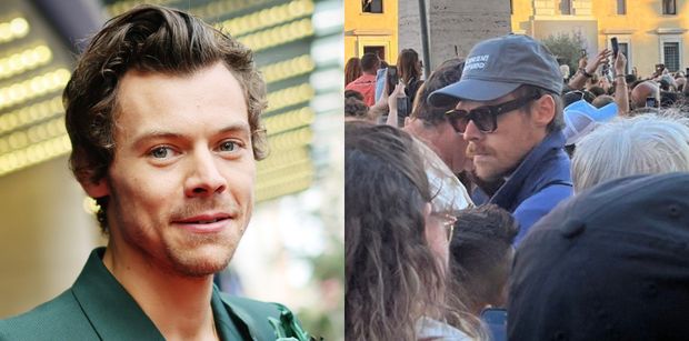 Wmieszany w tłum wiernych Harry Styles w czapce z napisem "techno is my boyfriend" obserwował w Watykanie wybór nowego papieża