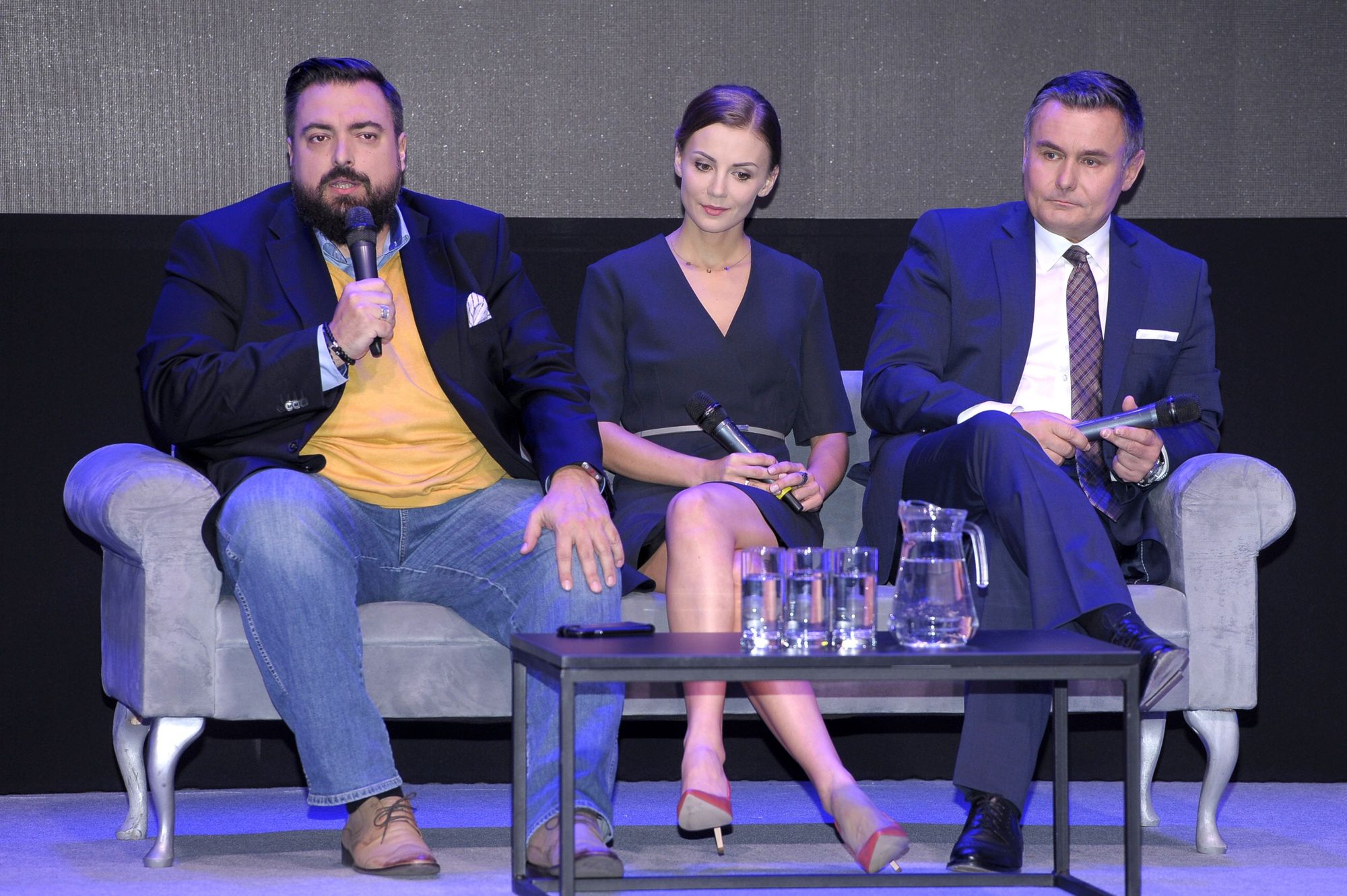 Joanna Dunikowska z Tomaszem Sekielskim i Markiem Czyżem podczas spotkania inauguracyjnego NOWA TV