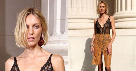 Anja Rubik hipnotyzuje spojrzeniem i nagim biustem podczas pokazu Saint Laurent w Paryżu (ZDJĘCIA)