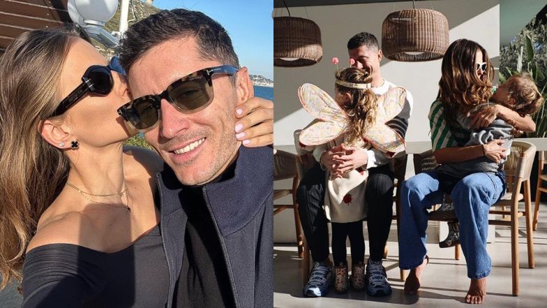 Anna Lewandowska i Robert Lewandowski z córkami
