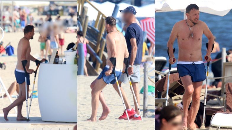 Piotr Kupicha wypoczywa na plaży w Sopocie z żoną i córką