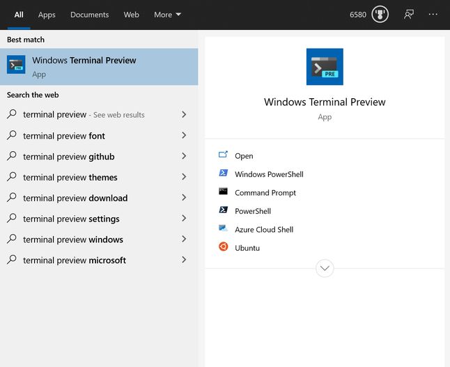 "Zadania" dostępne dla Windows Terminala Preview, fot. Microsoft.