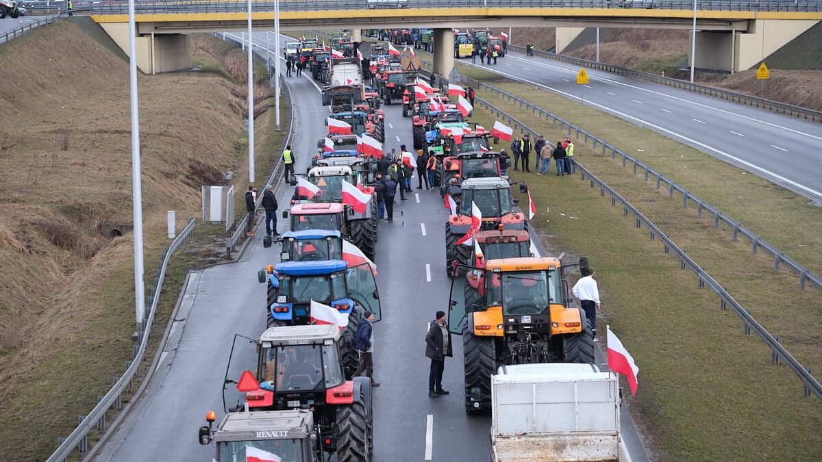 Protest rolników na obwodnicy Lublina - węzeł Lublin Tatary