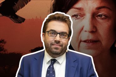 Bartosz Węglarczyk i grafika z tekstu Onetu o Joannie Kos-Krauze