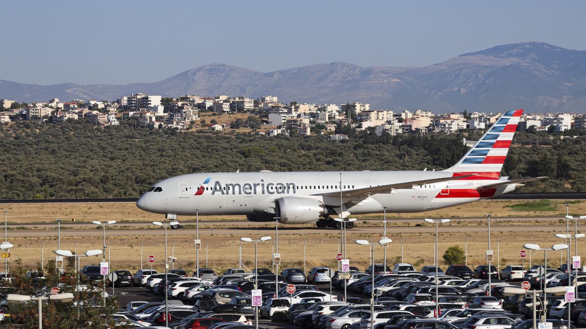 American Airlines Boeing 787 Dreamliner aircraft seen flying, landing and taxiing at Athens International Airport ATH after arriving from Philadelphia, USA PHL airport, a transatlantic long haul flight with the no AA758 . The Boeing 787-8 modern and advanced wide body airplane, with the tail number registration N812AA, powered by 2x GE General Electric jet engines. American Airlines is a major carrier based airline based in the United States of America, headquartered in Fort Worth, Texas and is the largest airline in the world by passengers with a fleet of 1000 aircraft and 350 destinations, a founding member of Oneworld aviation alliance. Athens, Greece on August 2025 (Photo by Nicolas Economou/NurPhoto via Getty Images)