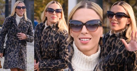 #TRENDY: Ewa Chodakowska w płaszczu w panterkę