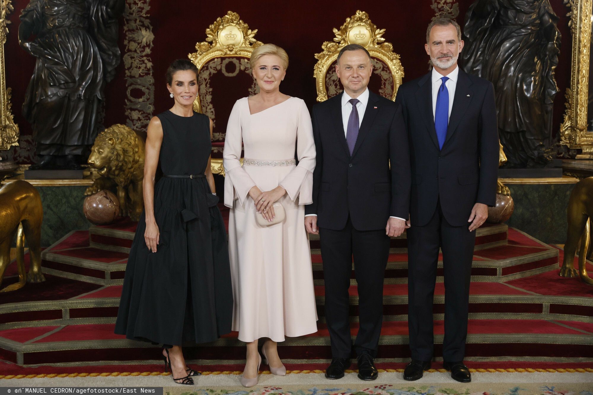 Andrzej i Agata Dudowie  na obiedzie i króla i królowej Hiszpanii 