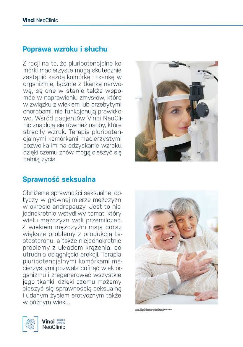 Oto dwie kolejne ulotki firmy Łukasza Mejzy - Vinci NeoClinic. Tym razem są skierowane do osób z problemami neurologicznymi i seniorów