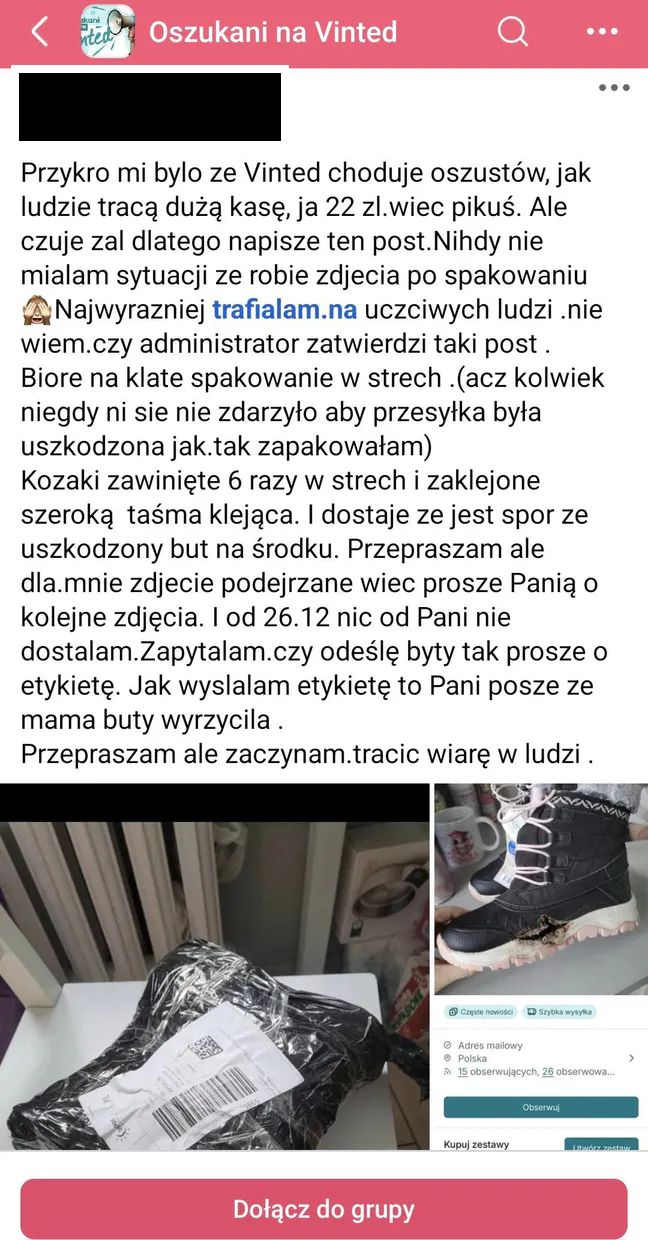 post z grupy "oszukani na vinted