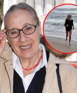 Wysportowana Maja Komorowska biega po plaży. Aktorka skończyła 82 lata