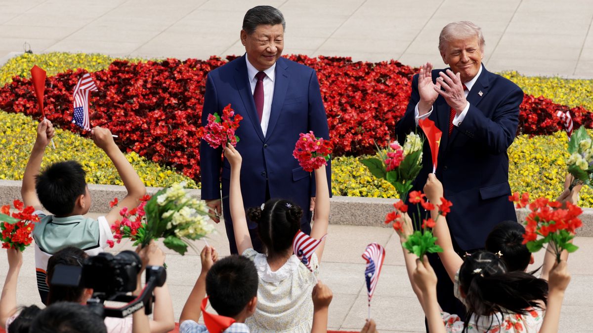 Donald Trump podczas spotkania z Xi Jinpingiem w Pekinie, 14 maja 2026 roku