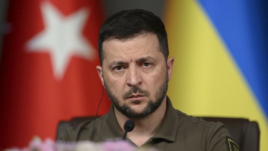 Temporary
ISTANBUL, TURKIYE - JULY 08: Turkish President Recep Tayyip Erdogan (not seen) and Ukrainian President Volodymyr Zelenskyy hold a joint news conference after their meeting at Vahdettin Mansion in Istanbul, Turkiye on July 08, 2023. Arif Hudaverdi Yaman / Anadolu Agency/ABACAPRESS.COM
AA/ABACA