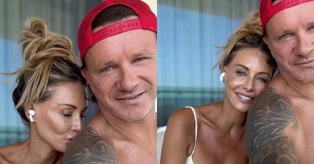 Małgorzata Rozenek odsłania płaski brzuch w bikini, cmokając wytatuowany biceps Radosława