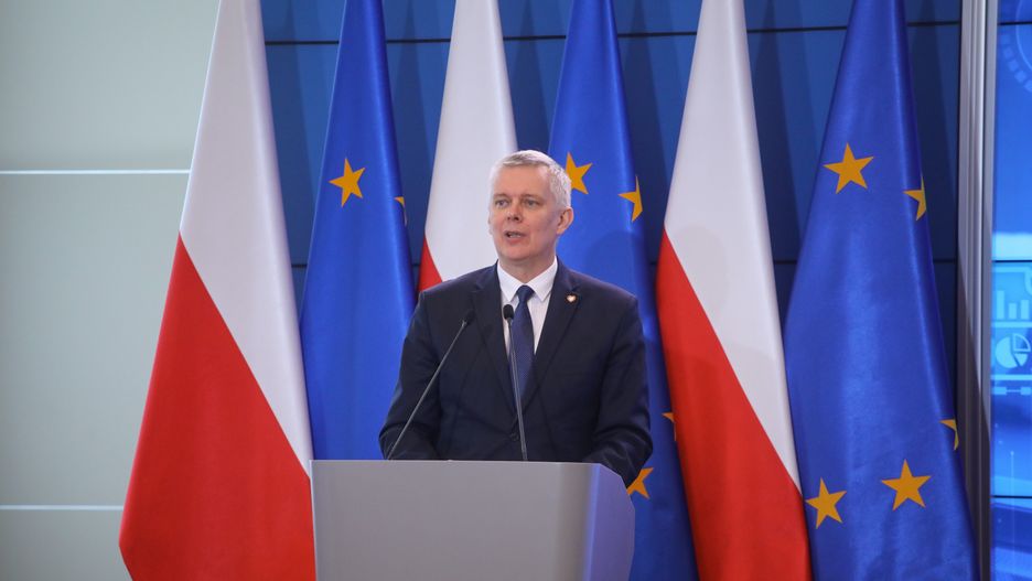 Warszawa, 22.04.2024. Minister-członek Rady Ministrów, koordynator służb specjalnych Tomasz Siemoniak przemawia na konferencji "Jak skutecznie walczyć z korupcją?", 22 bm. w KPRM w Warszawie. (aldg) PAP/Albert Zawada