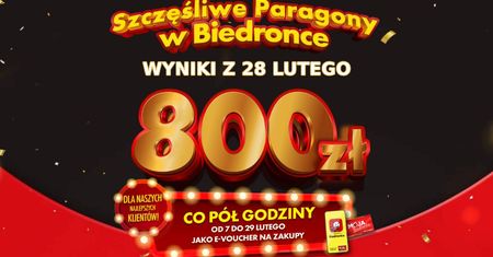 Szczęśliwe Paragony w Biedronce 28.02. Kto wygrał? Wyniki z 28 lutego: lista zwycięzców