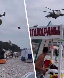 Popłoch na plaży. Rosyjski helikopter przeleciał tuż nad głowami