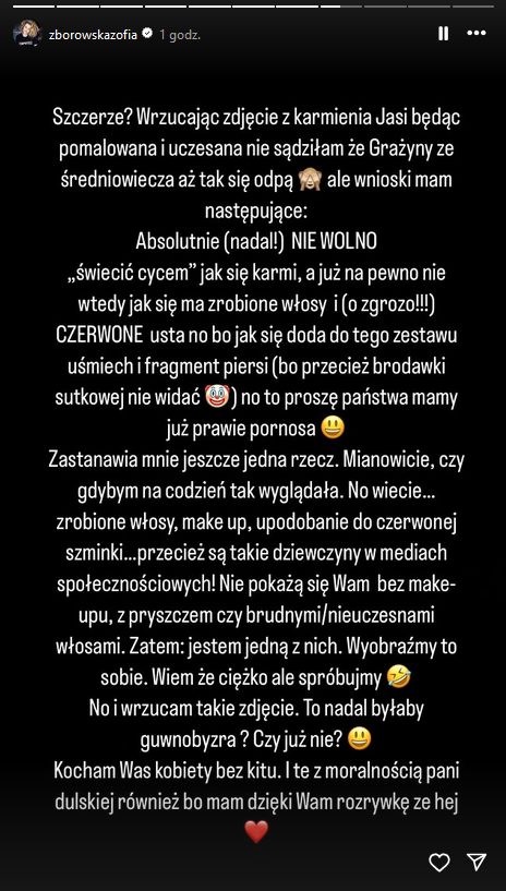 Zofia Zborowska reaguje na zamieszanie pod ostatnim zdjęciem