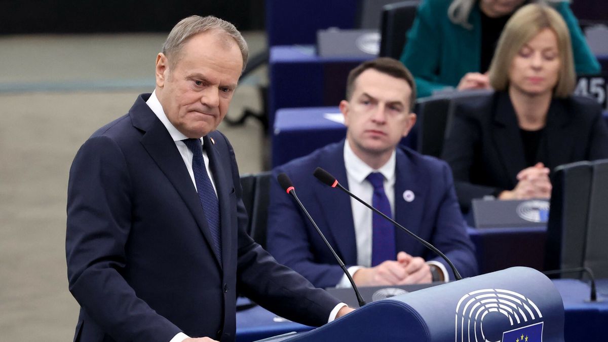 Przem�wienie ministra Tuska w parlamencie Unii Europejskiej
Poland's Prime Minister Donald Tusk speaks during the presentation of the programme of the Polish Presidency as part of a plenary session at the European Parliament in Strasbourg, eastern France, on January 22, 2025. (Photo by FREDERICK FLORIN / AFP)
FREDERICK FLORIN