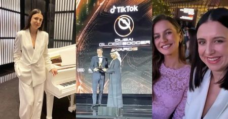 Odpicowana w biały garnitur siostra Roberta Lewandowskiego wspiera piłkarza na gali w Dubaju (ZDJĘCIA)