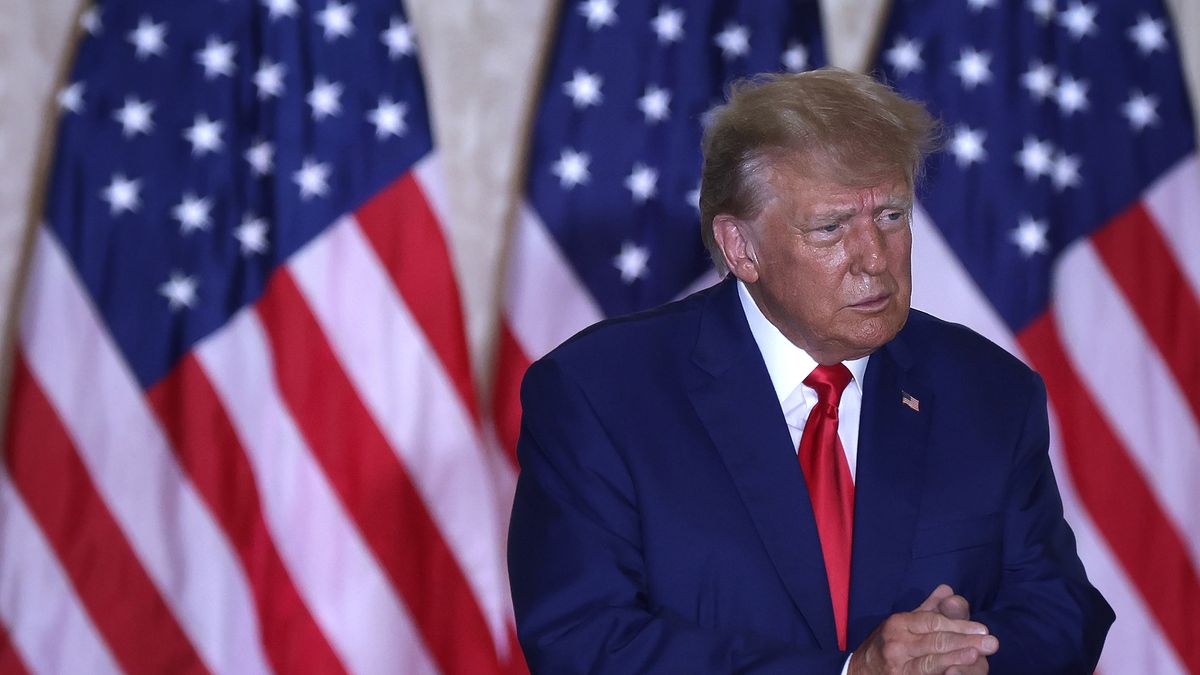 WEST PALM BEACH, FLORIDA - APRIL 04: Former U.S. President Donald Trump claps during an event at the Mar-a-Lago Club April 4, 2023 in West Palm Beach, Florida. Trump pleaded not guilty in a Manhattan courtroom today to 34 counts related to money paid to adult film star Stormy Daniels in 2016, the first criminal charges for any former U.S. president. (Photo by Alex Wong/Getty Images)