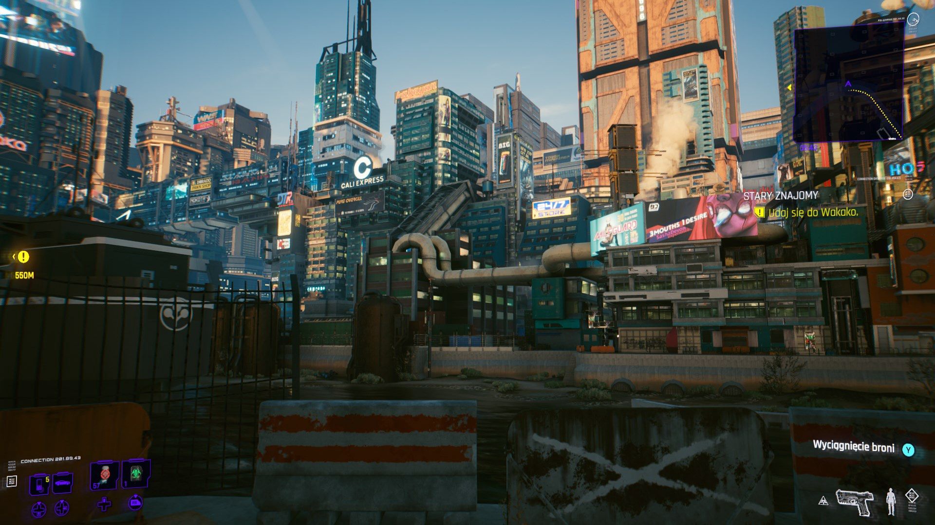 Cyberpunk 2077 z włączonymi trybami dla daltonistów