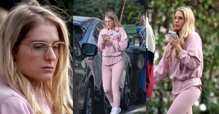 Szczupła Meghan Trainor pędzi do domu w różowym wdzianku. Kilka dni temu surogatka urodziła jej trzecią pociechę (ZDJĘCIA)