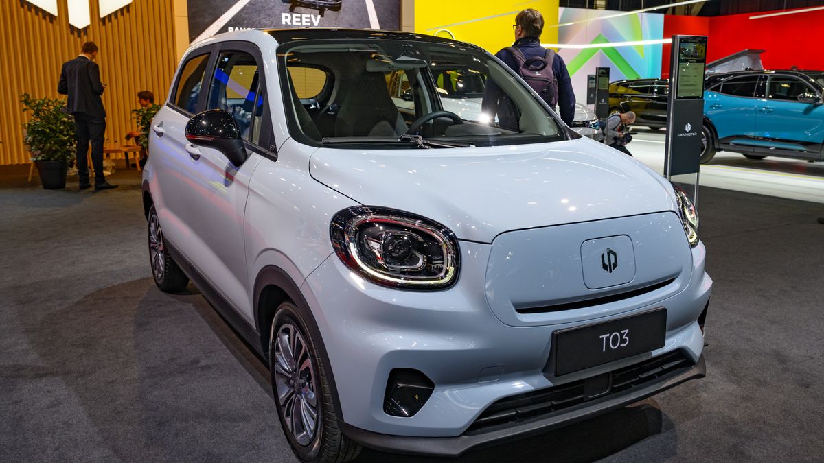 BRUSSELS, BELGIUM - JANUARY 10: Leapmotor T03 battery electric hatchback car on display at the AutoSalon on January 10, 2025 in Brussels, Belgium. (Photo by Sjoerd van der Wal/Getty Images)