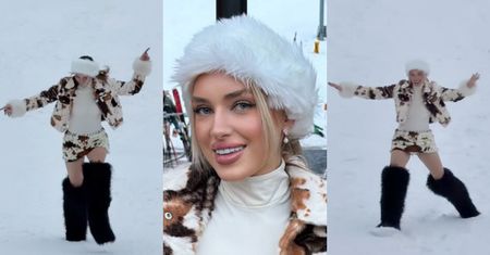 Caroline Derpienski bryka po Aspen w krowiej stylizacji. Światowo? (ZDJĘCIA)