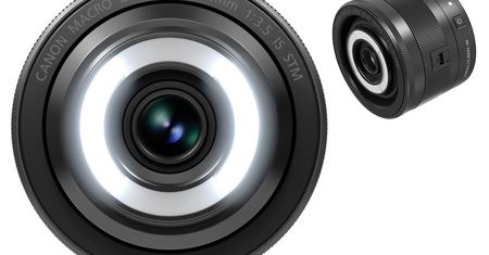 Makroobiektyw z wbudowaną lampą LED dla bezlusterkowców Canon