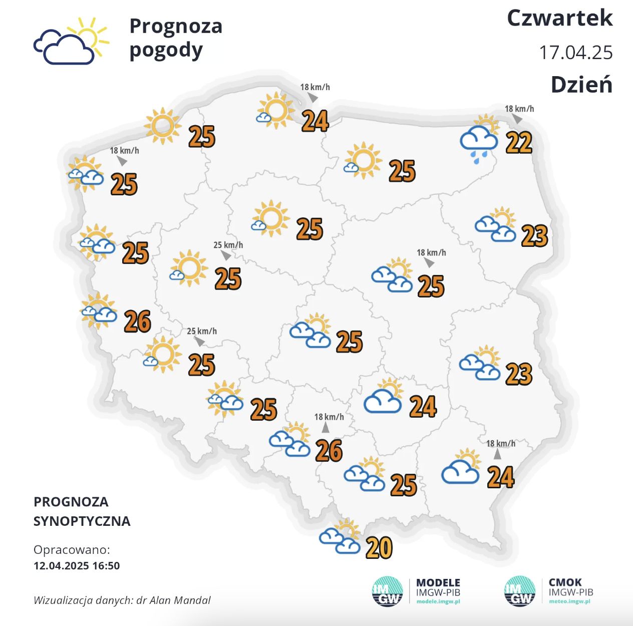 Prognoza pogody na 17.04.2025