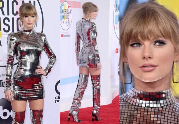 Taylor Swift błyszczy w sukience Balmain na gali AMA